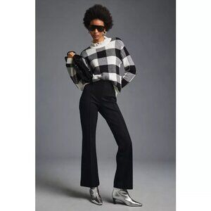 NWT Anthropologie Black & White Buffalo Check Collared Knit Pullover, Size S